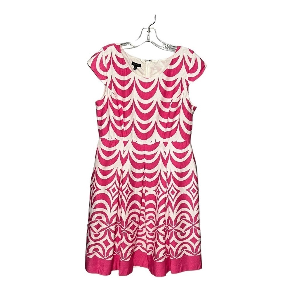 Talbots Pink & White Scallop Print A-Line Dress, Cotton/Spandex, Women’s 8